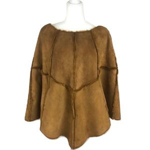 UGG Australia Tan Suede Faux Fur Lined Poncho Cape